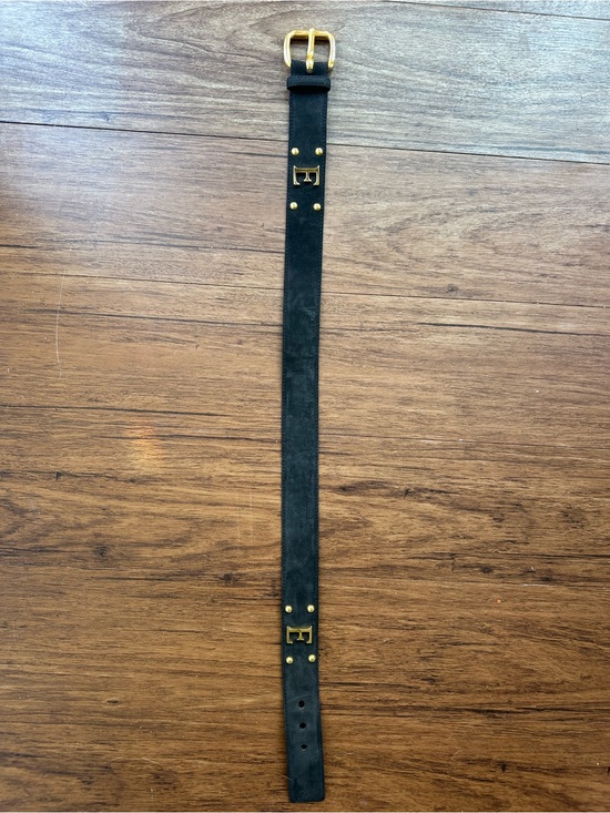 Rare! Vintage Escada Sport Black Suede Belt with Gold E Logo EU 36 US S 26-28 main image 9